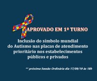 Aprovado em 1º votação a inclusão do símbolo do autismo em filas preferenciais