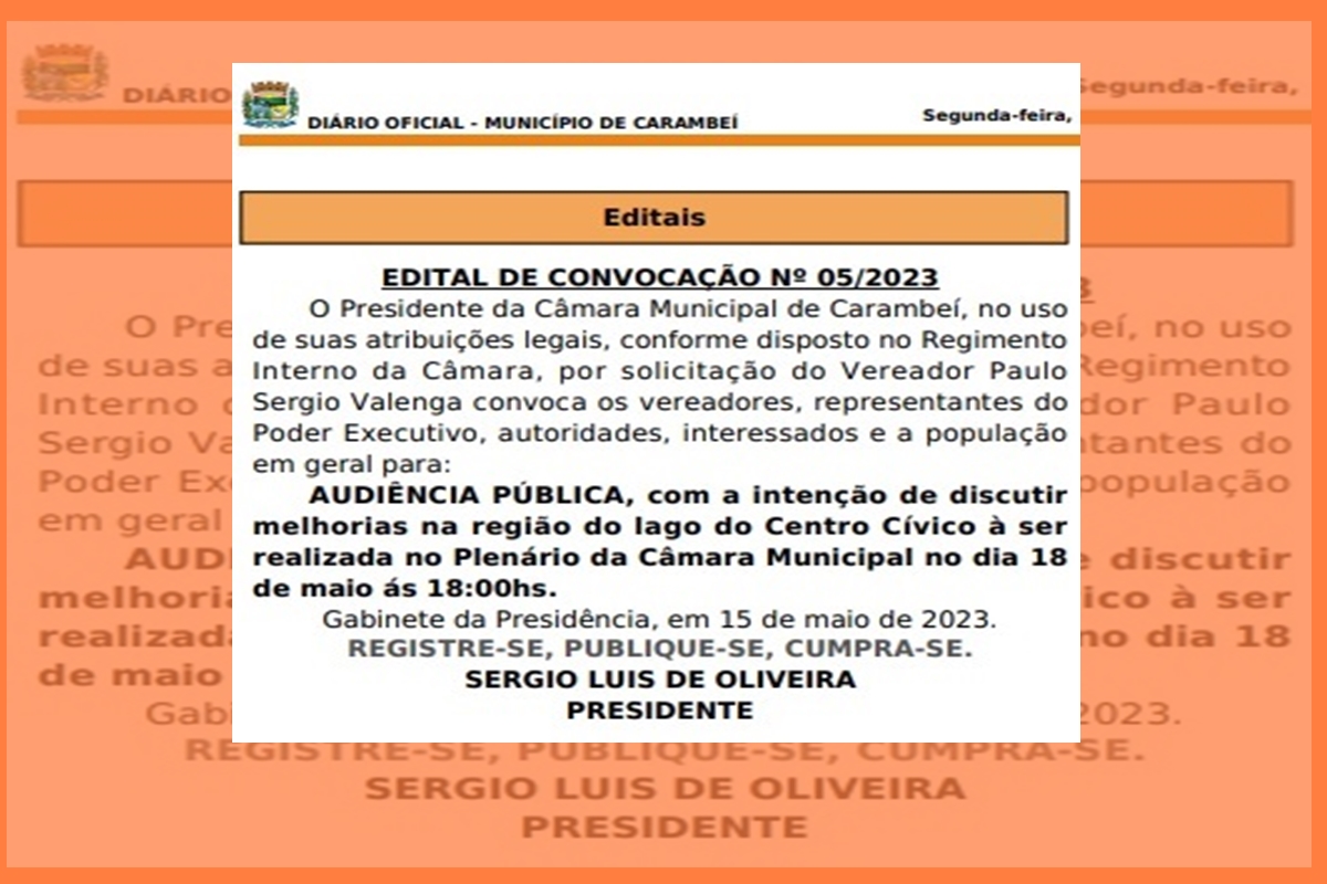 AUDIÊNCIA remarcada para o dia 23/05/23, às 18h30 .