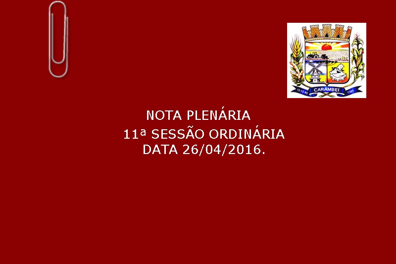 Nota Plenária da 11ª Sessão Ordinária.